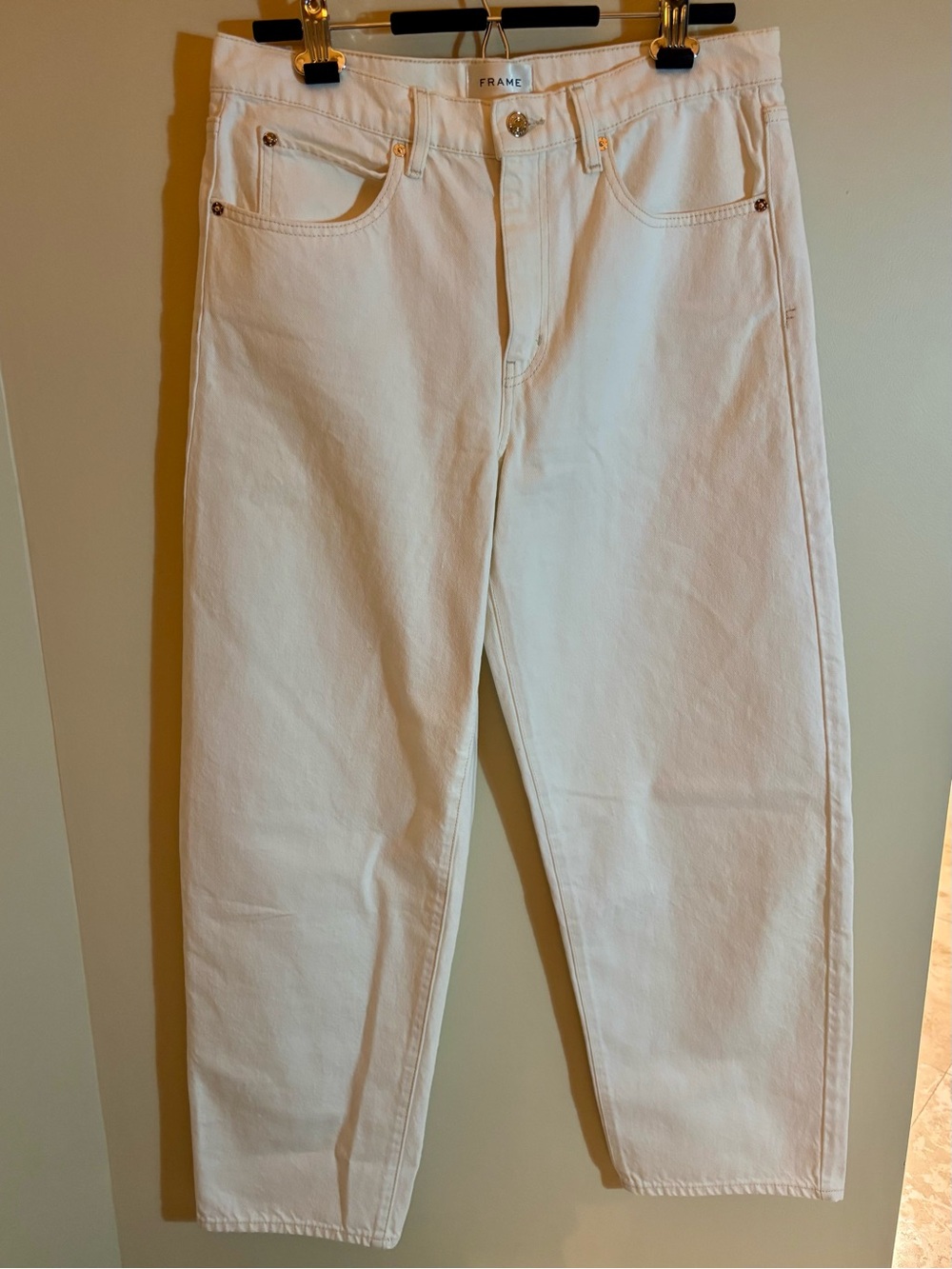 Frame Low Slung Barrel Denim Jeans Off-White Relaxed Fit size 28 - Picture 3 of 8